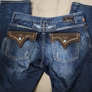 Robin's Jean California 38W Flap Pocket Jeans Blue Denim Nice Condition